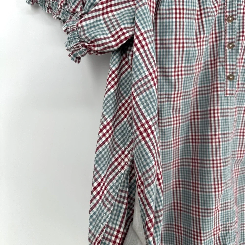 Pilcro Anthropologie Short Sleeve V Neck Smocked Babydoll Mini Dress Pockets 3X - Picture 4 of 6